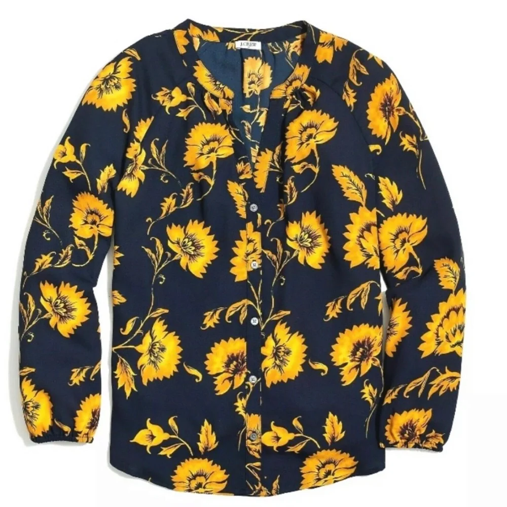 J. Crew button raglan floral top